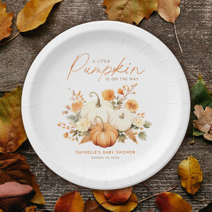 Little Pumpkin Floral Boho Botanical Baby Shower  Paper Plate