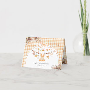 Little Pumpkin Floral Bow Fall Baby Shower Books Thank You Card