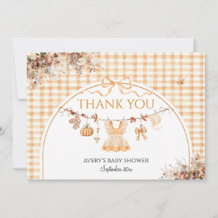 Little Pumpkin Floral Bow Fall Baby Shower Books Thank You Card