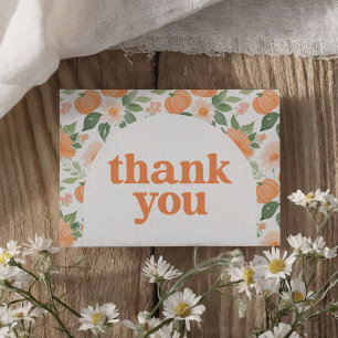 Little Pumpkin Floral Fall Baby Shower Thank You Card