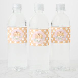 Little Pumpkin floral first birthday Water Bottle Label