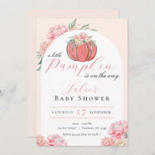 Little Pumpkin Floral Girl Baby Shower Invitation