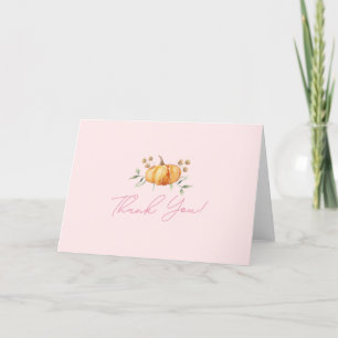 Little Pumpkin Floral Girl Baby Shower Thank You Card