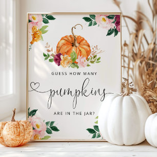 Little pumpkin floral guess how many pumpkins poster