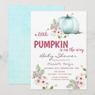 Little Pumpkin Flowers,Dotted Baby Shower   Invitation