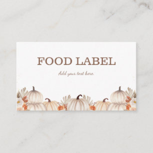 Little Pumpkin Food Label Buffet Card