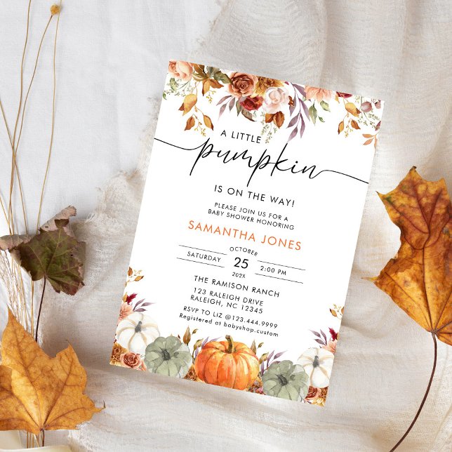 Little Pumpkin Gender Neutral Fall Baby Shower  Invitation (Creator Uploaded)