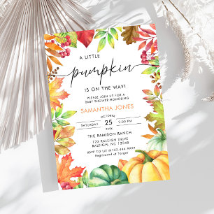 Little Pumpkin Gender Neutral Fall Baby Shower  Invitation