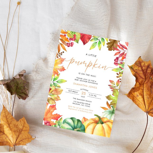 Little Pumpkin Gender Neutral Fall Baby Shower  Invitation (Creator Uploaded)