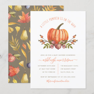 Little Pumpkin Gender Neutral Fall Baby Shower Invitation