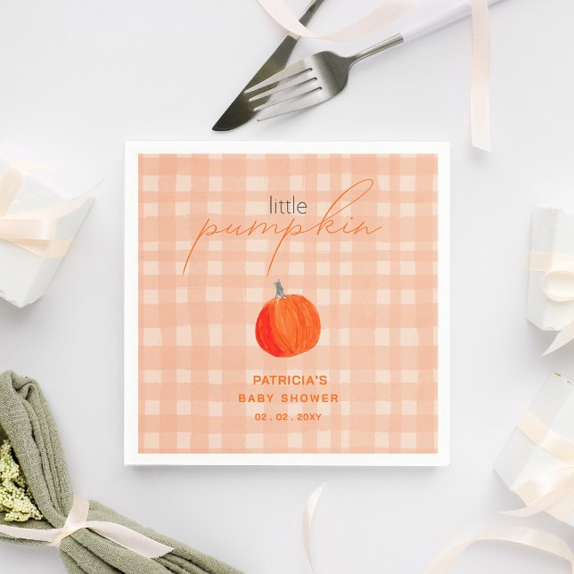 Little Pumpkin Gender Neutral Fall Baby Shower Napkin (Little Pumpkin Gender Neutral Fall Baby Shower Napkins)
