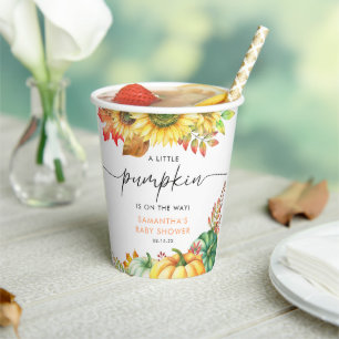 Little Pumpkin Gender Neutral Fall Baby Shower Paper Cups