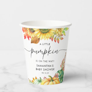 Little Pumpkin Gender Neutral Fall Baby Shower Paper Cups