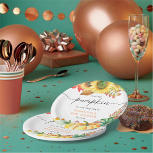 Little Pumpkin Gender Neutral Fall Baby Shower  Paper Plate