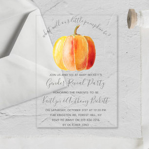 Little Pumpkin Gender Reveal Party Acrylic Invitations