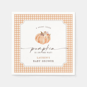 Little Pumpkin Gingham Baby Shower Napkins