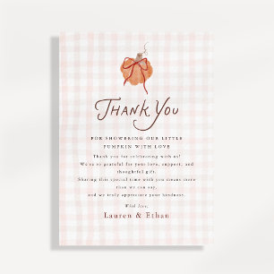 Little Pumpkin Gingham Baby Shower Thank You Card