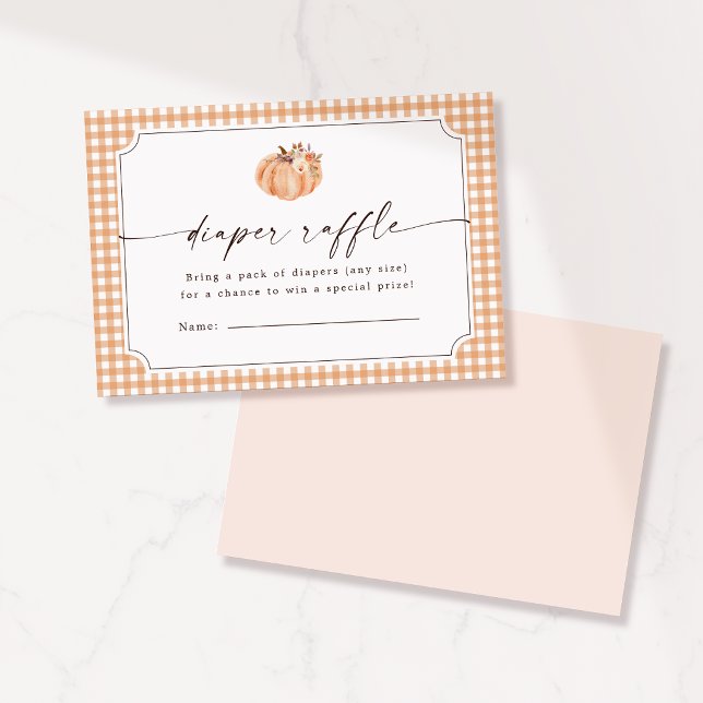 Little Pumpkin Gingham Diaper Raffle Card (Creator Uploaded)