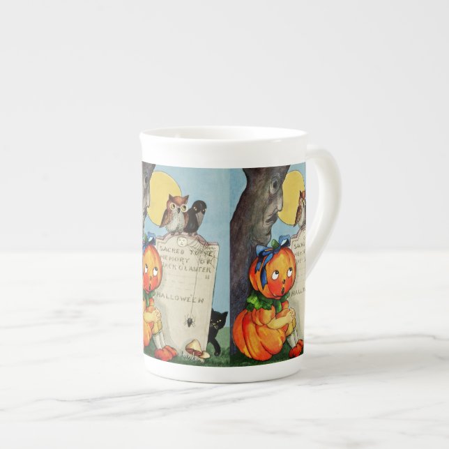 Little Pumpkin Girl and Friends Bone China Mug (Front Right)