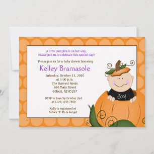 Little Pumpkin Girl Baby Shower 5x7 Invitation