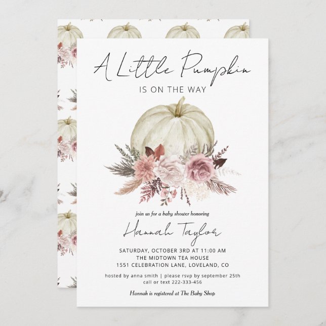 Little Pumpkin Girl Baby Shower Invitation (Front/Back)