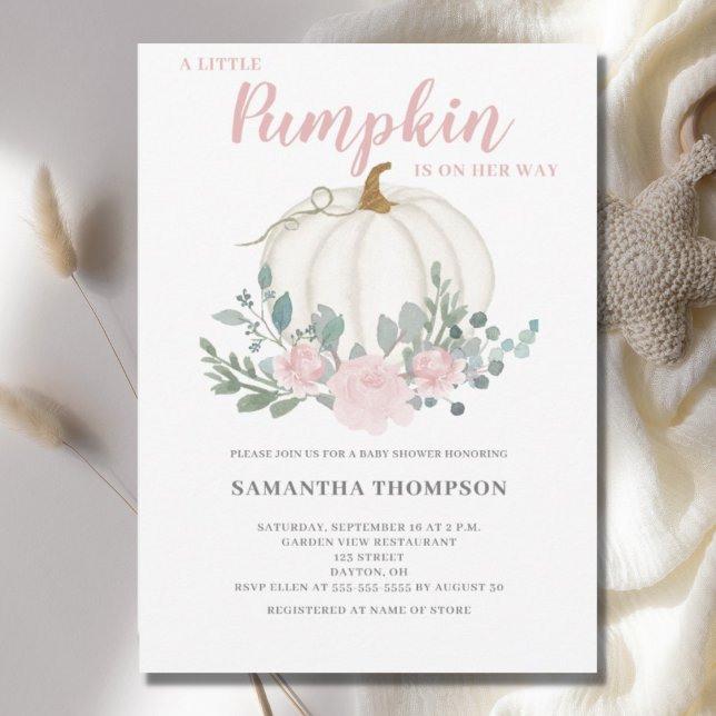 Little Pumpkin Girl Baby Shower Invitation (Creator Uploaded)