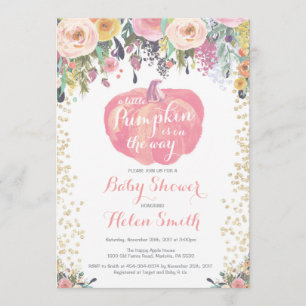 Little Pumpkin Girl Baby Shower Invitation Card