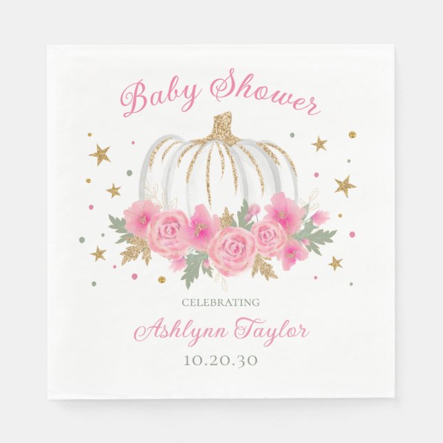 Little Pumpkin Girl Baby Shower Napkin (Front)