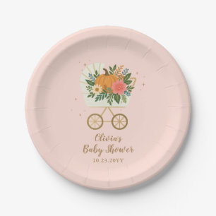 Little Pumpkin Girl Baby Shower Paper Plate