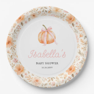 Little Pumpkin Girl Baby Shower Paper Plate