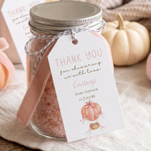 Little Pumpkin Girl Baby Shower Pink Bow Gift Tags