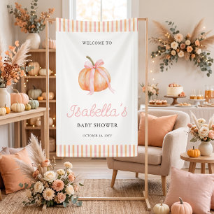 Little Pumpkin Girl Baby Shower Welcome Banner