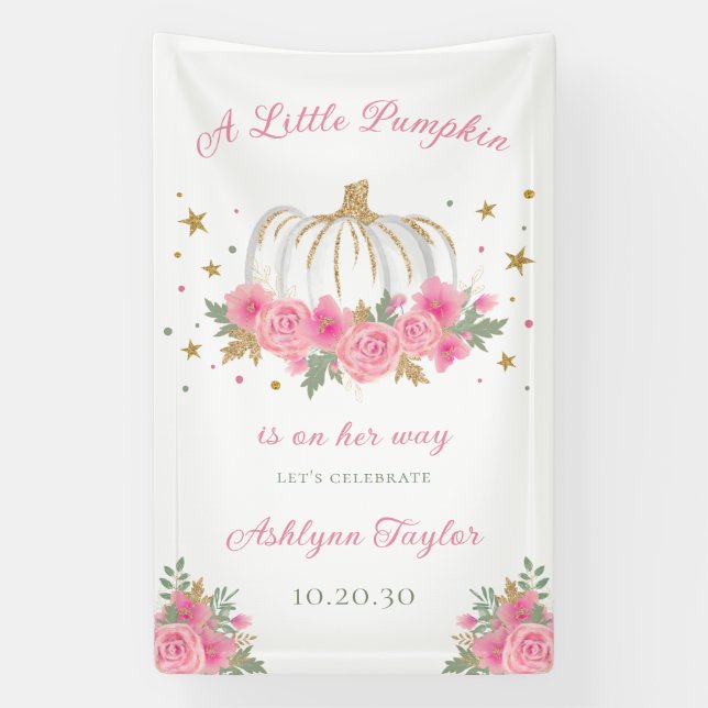 Little Pumpkin Girl Baby Sprinkle Banner (Vertical)
