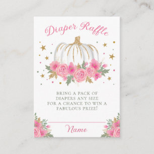 Little Pumpkin Girl Baby Sprinkle Diaper Raffle Enclosure Card