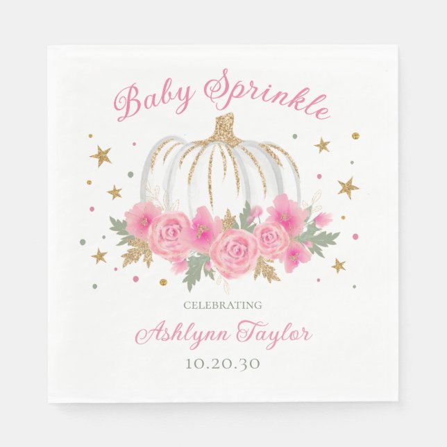 Little Pumpkin Girl Baby Sprinkle Napkin (Front)