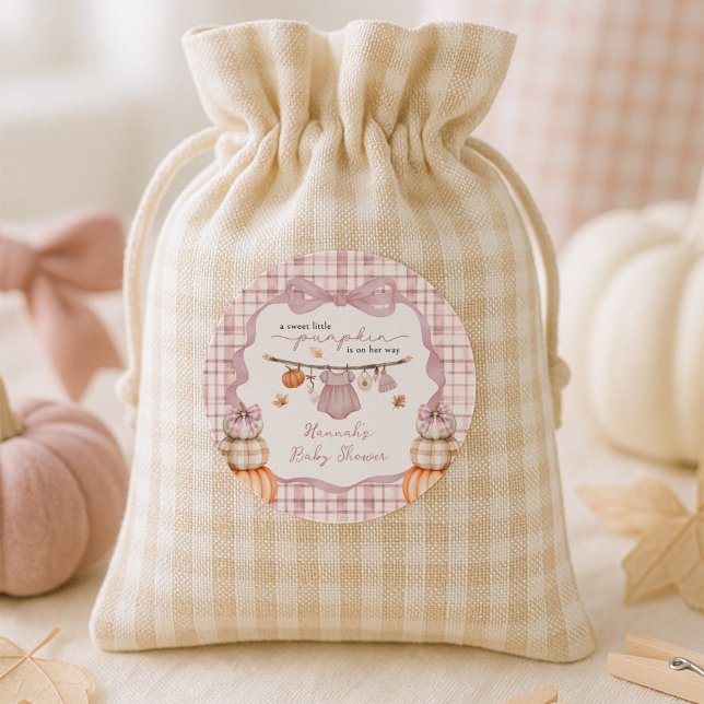 Little Pumpkin Girl Clothes Fall Baby Shower Classic Round Sticker (Creator Uploaded)