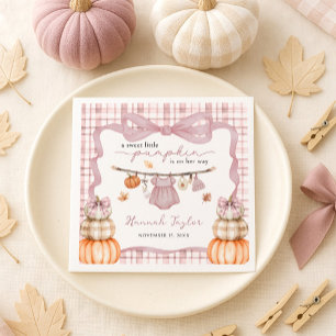 Little Pumpkin Girl Clothes Fall Baby Shower Napkin