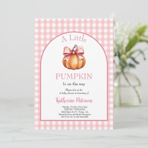 Little Pumpkin Girl Pink Bow Baby Shower Party Invitation