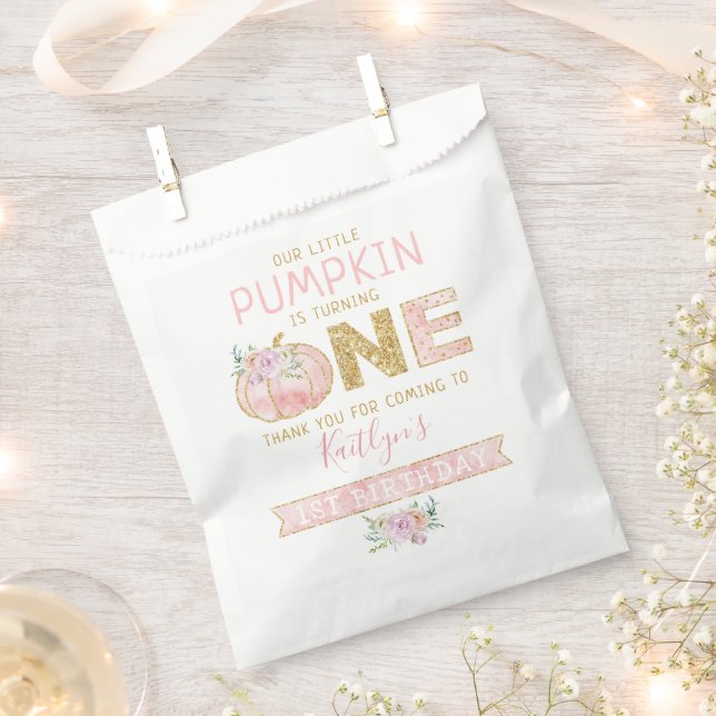 Little Pumpkin Girls 1st Birthday Favour Bag (Clipped)