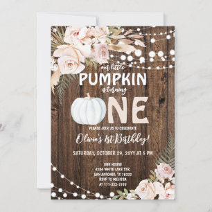 Little Pumpkin Girls 1st Birthday Invitation