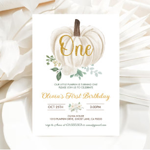 Little Pumpkin Girls 1st Birthday Invitation