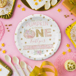 Little Pumpkin Girls 1st Birthday Paper Plate<br><div class="desc">These cute pumpkin paper plates are perfect for anyone celebrating a first Birthday this fall time. The design features a hand painted watercolor pumpkin on a simple white background with easy to personalise template wording.</div>