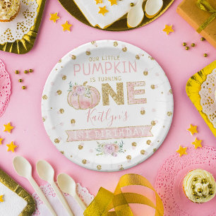 Little Pumpkin Girls 1st Birthday Paper Plate