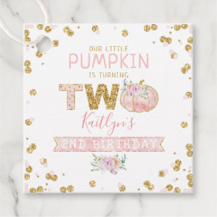 Little Pumpkin Girls 2nd Birthday Favour Tags