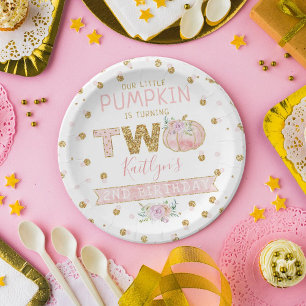 Little Pumpkin Girls 2nd Birthday Paper Plate