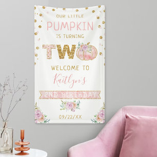 Little Pumpkin Girls 2nd Birthday Welcome Sign