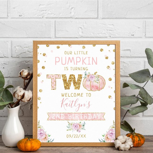 Little Pumpkin Girls 2nd Birthday Welcome Sign (Creator Uploaded)