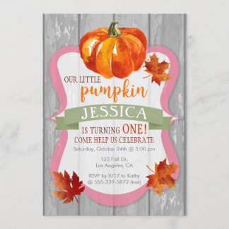 Little Pumpkin Girl's Autumn Birthday Invitation