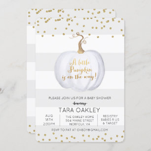 Little Pumpkin Glitter Baby Shower Invitation