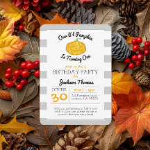 Little Pumpkin Grey Stripe Child Birthday Small